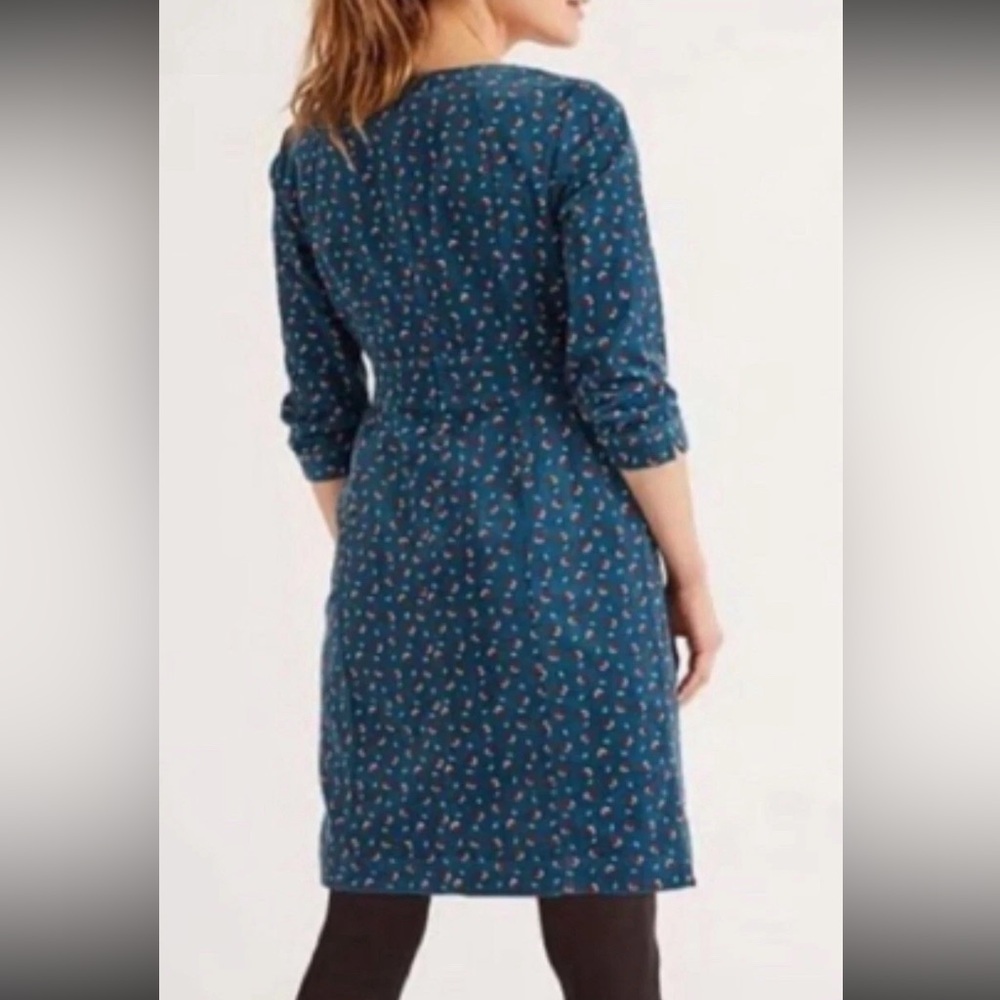 Boden Coraline corduroy dress in a teal size 4 - Picture 4 of 9